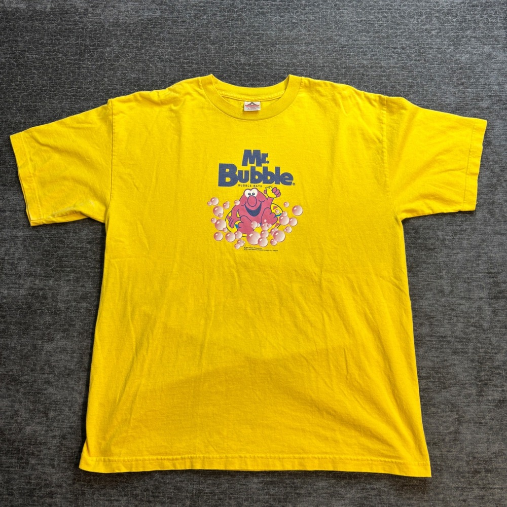 Vintage 2000 Mr Bubble T Shirt Mens XL Yellow Alstyle Graphic Tee Y2K Mascot